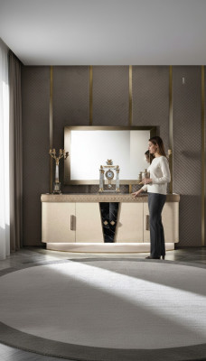 Kommod mat Spigel Holz Kommode Miwwelen Schaf Schlofkummer Luxus Sideboard Nei