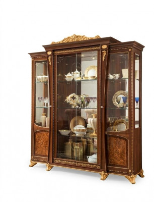 Vitrine Holz Glas Schaf Echt Holz Anrichte Vitrine Wunnzëmmer Miwwelen Italien