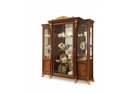 Vitrine Holz Glas Schaf Echt Holz Anrichte Vitrine Wunnzëmmer Miwwelen Italien