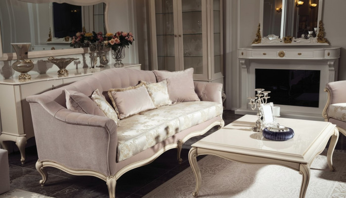 Dreeseeter Klassesch Sofa Couch Polster Miwwelen Italienesch Miwwelen Sofa