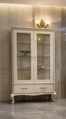 Klassesch Vitrine Säitendësch Vitrine Glas Schief Italien Miwwelen Holz