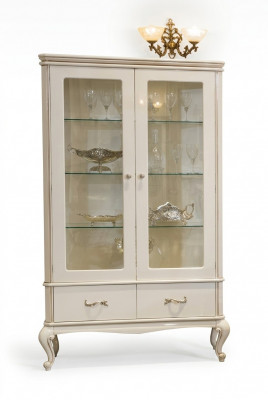 Klassesch Vitrine Säitendësch Vitrine Glas Schief Italien Miwwelen Holz