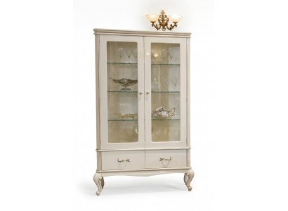 Klassesch Vitrine Säitendësch Vitrine Glas Schief Italien Miwwelen Holz