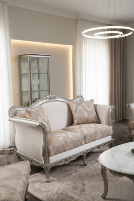 Design Canapé 2-Sëtz Cougene Luxus Canapé 2er Nei Textil Miwwelen Zweisëtzer