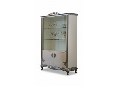 Vitrine Luxus Holzschränk Italienesch Miwwelen Wunnzëmmer Anrichte Glas