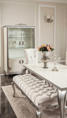 Hocker Sëtz Bänk Design Teppech Stoff Wunnzëmmer Bänk Luxus Chesterfield
