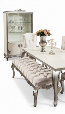 Hocker Sëtz Bänk Design Teppech Stoff Wunnzëmmer Bänk Luxus Chesterfield