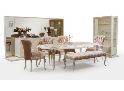 Iesszëmmer Garnitur Dësch Sideboard 4x Stull Set Vitrinn Hocker 8tlg. Nei