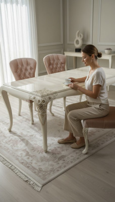 Luxus Iessdësch Design Dësch Iesszëmmer Dëscher Holzdëscher Italienesch Miwwelen 228cm