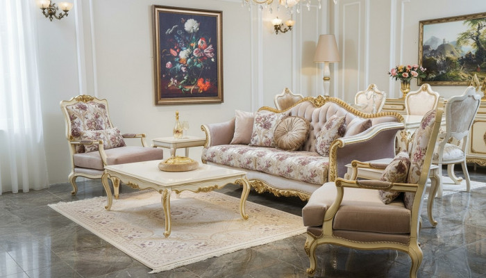 Canapé-Set Sofa Sëtzer Dësch Canapé Still Canapé-Set Stoff Luxus Sëtz 5 Stéck.