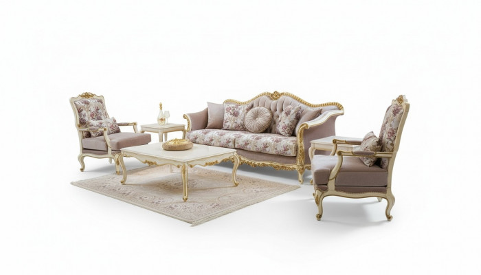 Canapé-Set Sofa Sëtzer Dësch Canapé Still Canapé-Set Stoff Luxus Sëtz 5 Stéck.