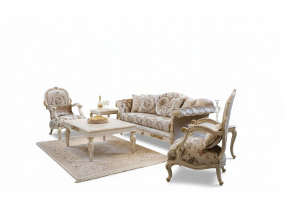 Luxus Canapé-Sët Garnitur Canapé Dësch Couch Canapéen Fotell Stoff Couch 4-teil.