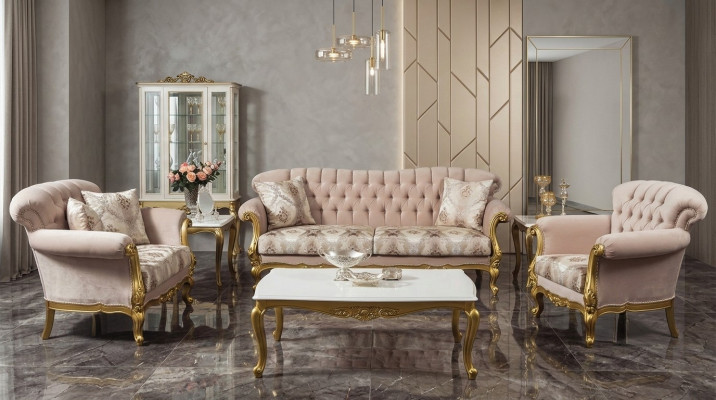 Luxus Dräisëtzer Sofa 3 Sëtz Sëtzer Stoff Couch Miwwelen Stil Textil Italien.