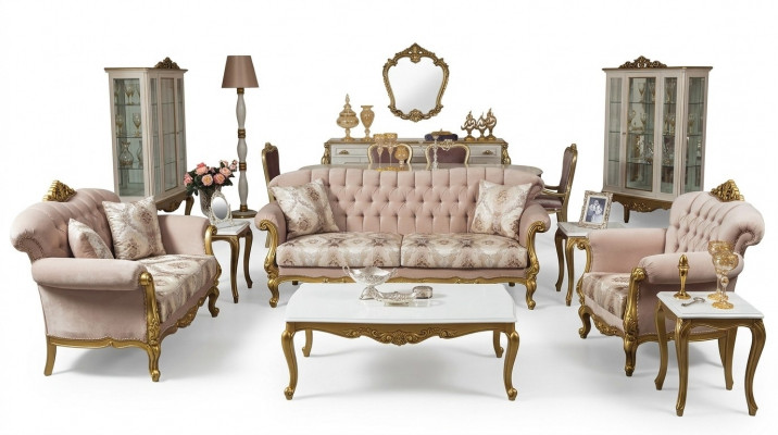 Luxus Dräisëtzer Sofa 3 Sëtz Sëtzer Stoff Couch Miwwelen Stil Textil Italien.