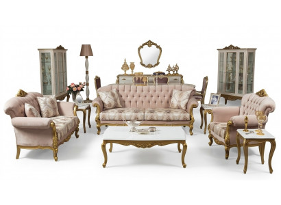 Luxus Dräisëtzer Sofa 3 Sëtz Sëtzer Stoff Couch Miwwelen Stil Textil Italien.