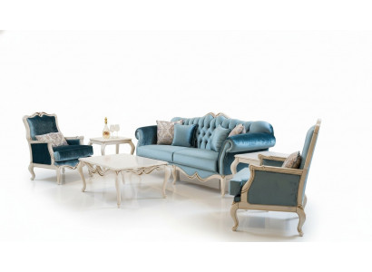Luxus Sofagarnitur 3+1+1 Sëtzer Couchtisch Sofa Fautteuil Stëbs Couch 4-tlg.