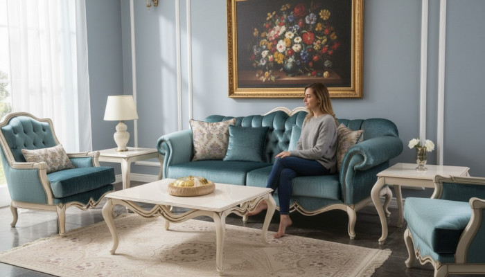 Sofa Design Dräisëtzer Couch Polster 3er Sofas Zëmmer Miwwelen Luxus Stoff