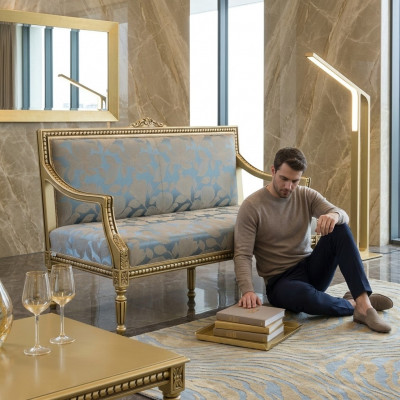 Zwee-Sëtzer Klassiker Sofa Couche Gepolstert Miwwelen Italienesch Miwwelen Sofasen Couchen