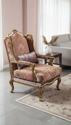 Luxus Miwwel Design Sesseldesign Eensëtzer Textil Wunnzëmmer Klassesch