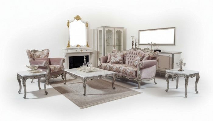 Luxus Garnitur Set 3-Teile Sofagarnitur 3+1 Sëtzer Couchtisch Sofa Fauteuil