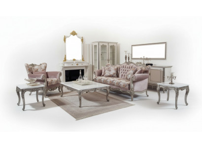 Luxus Garnitur Set 3-Teile Sofagarnitur 3+1 Sëtzer Couchtisch Sofa Fauteuil