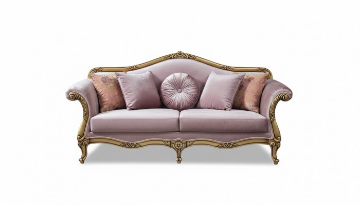3-Sëtz Sofa Lila Textil Sofas Couch Polster Luxus klassesch Dräisëtzer