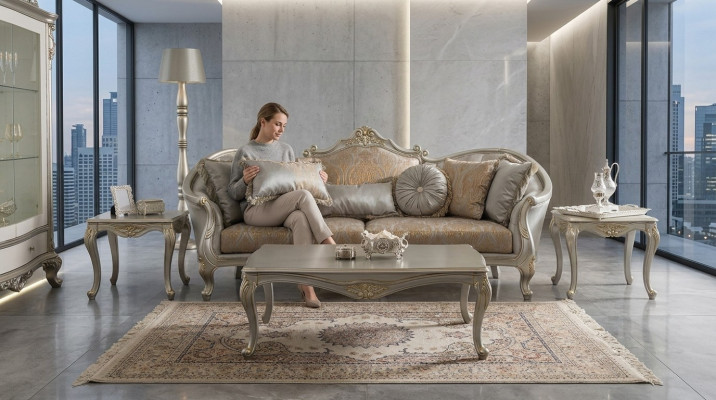 Couchen Polster Sofa Sofas 3 Sëtzer Dräisëtzer Wunnzëmmer Groe Samt