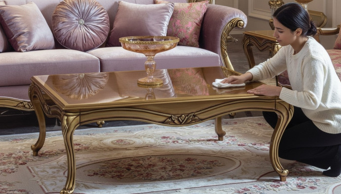 Kinnekenlechen Couchdësch Gold Brongen Dësch Barock Rokoko Couchdëscher Holz