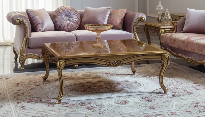 Kinnekenlechen Couchdësch Gold Brongen Dësch Barock Rokoko Couchdëscher Holz