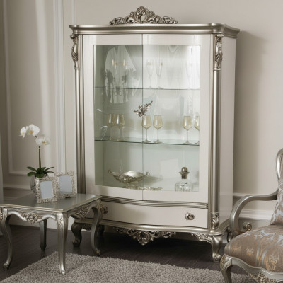Klassesch Sëlwerp Vitrine Franséische Stil Miwwel Sakred Glasschaf