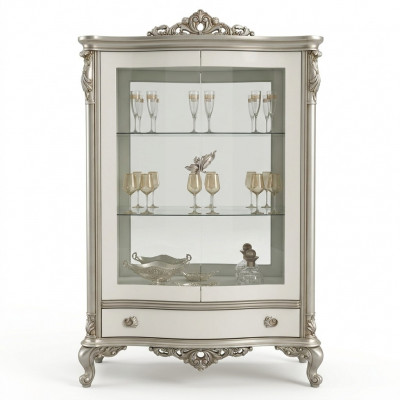 Klassesch Sëlwerp Vitrine Franséische Stil Miwwel Sakred Glasschaf