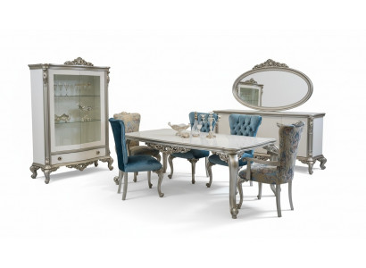 Iesszëmmer Set Garnitur Vitrinn Dësch 6x Stull Kommode Spigel Art déco 10-tlg