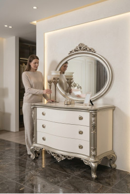 Luxus Kommodë Miwwelen Sideboard Kommodë Anrichte mat Spigel 2 Stéck Set Nei