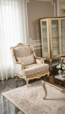Barock Still Gold Beige Still Einsitzer Klassesch Stil Miwwelen Samt Holz