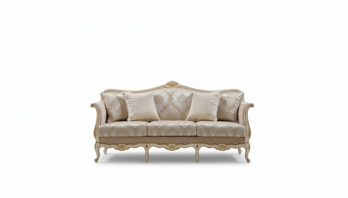 Luxus Dräisëtzer Sofa 3 Sëtzer Sofasen Sëtz Design klassesch Couchen Beige