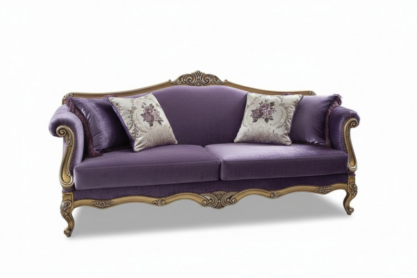 Dräisëtzer Canapé 3 Sëtzer Couches Luxus Canapé Samt Barock Rokoko Violett