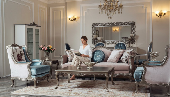 Sofa Garnitur Sofa Luxus Sofas Fauteuil 3+1+1 Sëtzer Dësch Set 4 Stéck
