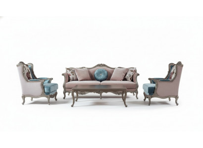 Sofa Garnitur Sofa Luxus Sofas Fauteuil 3+1+1 Sëtzer Dësch Set 4 Stéck