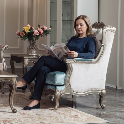Fauteuil Einsitzer Luxus 1Sëtzer Polster Sëtz Textil Sëtz Stoff Klassesch