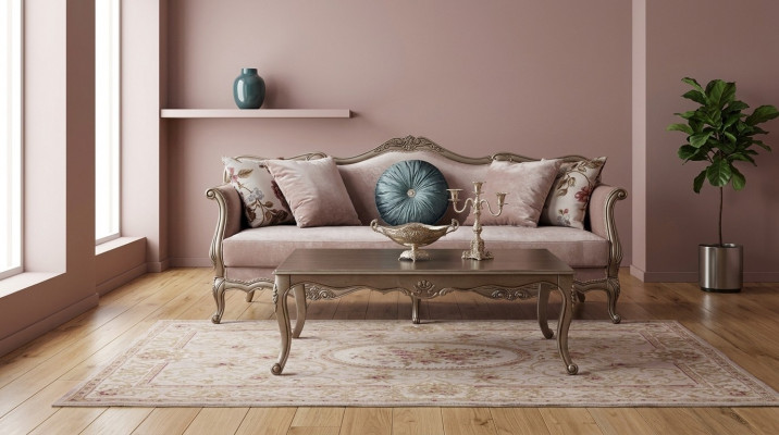 Dräisëtzer Sofa 3 Sëtz Couches Sofas Luxus Gepolstert Stoff Flieder
