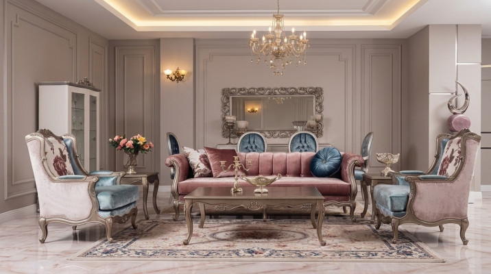 Sofagarnitur Klassesch Sofa Couch Set Dësch 2x Fotell Luxus Set 4tlg.