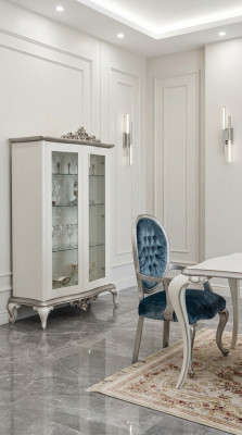 Vitrine Wäiss Glasschaf Design Klassesch Schaf Luxus Holz Miwwelen
