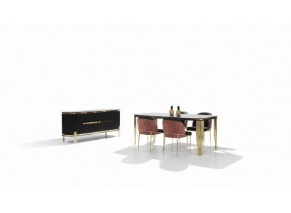 Luxus Iesszëmmer Iess-Sortiment Design Dësch Kommode 4x Still Gruppéierung 6-Deeler Set Nei