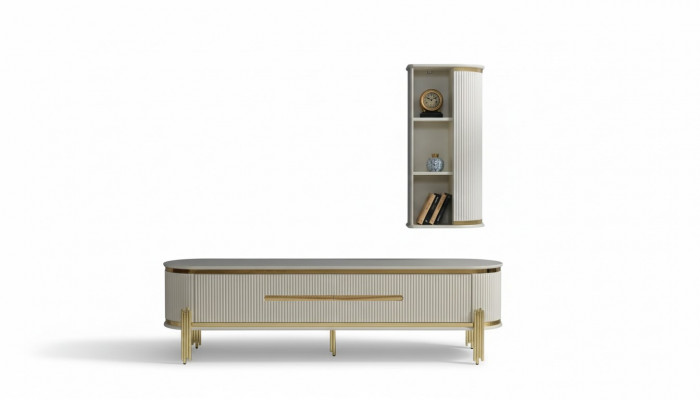 Luxus TV-Schaf, Fernseh Stänner, Kommod, Anrichte, Sideboard, Wunnwand 2-tlg, Nei