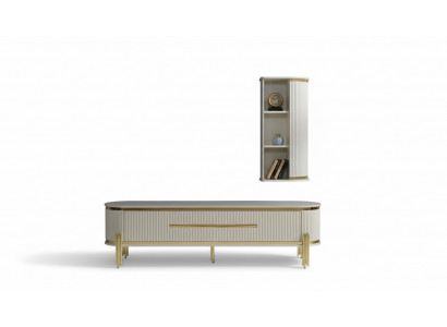 Luxus TV-Schaf, Fernseh Stänner, Kommod, Anrichte, Sideboard, Wunnwand 2-tlg, Nei