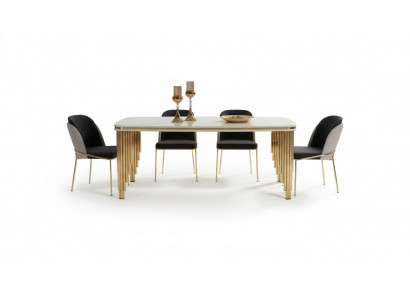 Iessgrupp Luxus Iessdësch 4x Still Iessgrupp Dësch Edelstol Komplett Set 5 Stéck