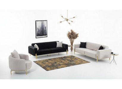 Luxus Canapé Set Canapé Set Canapé Polster Canapéë 3+3+1 Polstergarnituren Samt