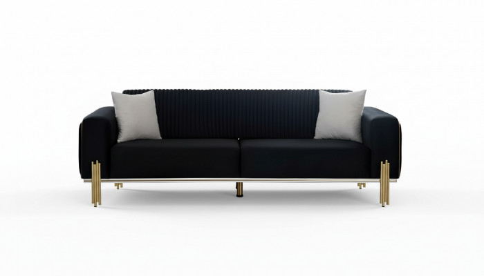Dreiesëtzeger Canapé Miwwelen Samt Designer Gold Metall Gepolstert Modern Couchen Nei
