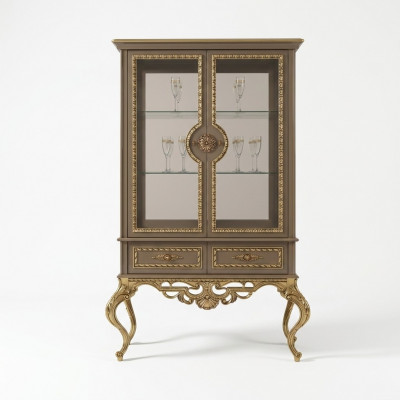 Gëllene Vitrine Barock Rokoko Miwwel Schaf Glasschaf Regal Vitrinen