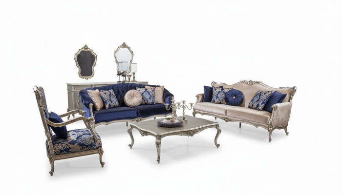 Komplett Set Sofagarnitur 3+2+1 Sëtz Sofas Dëschsonnen Designer Sofa 4tlg